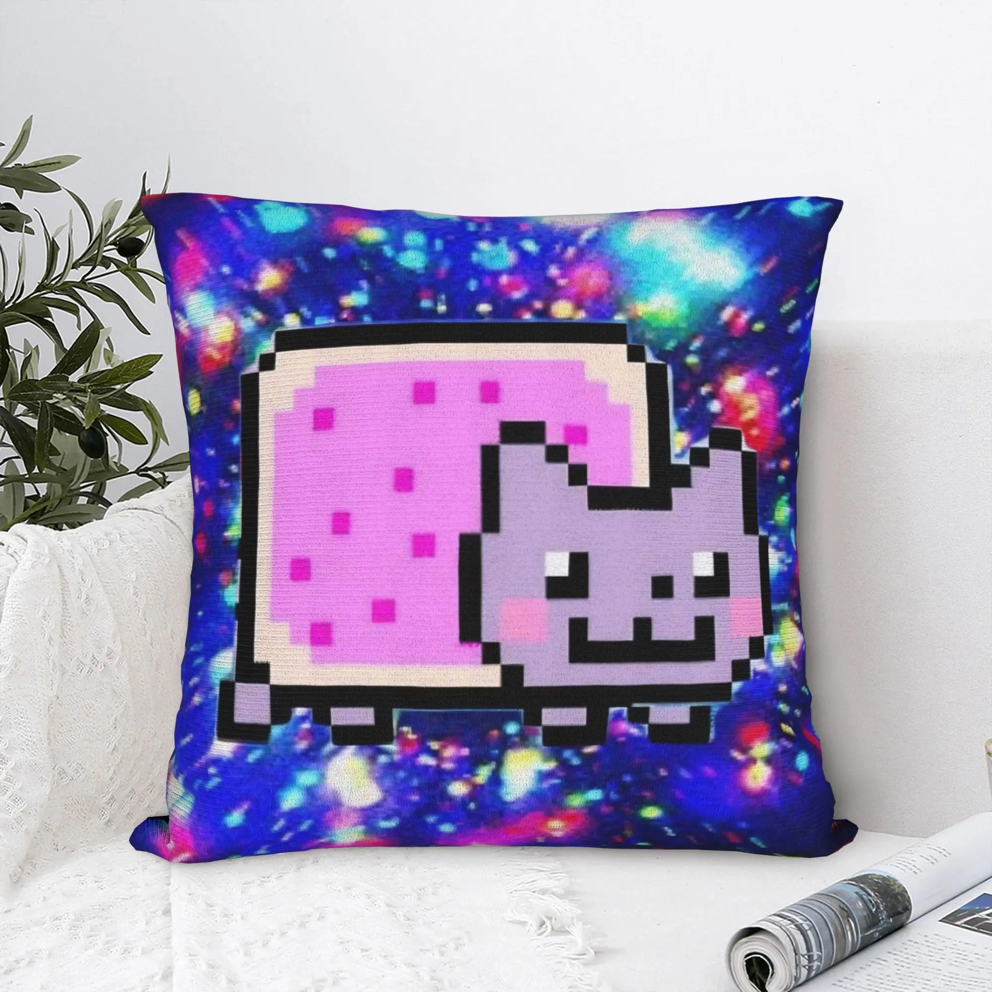 Nyan-Cats Rainbow Funny Game Pillowcase Printed Fabric Cushion Cover Decor Internet Meme Pillow Case Cover Seater Drop Shipping