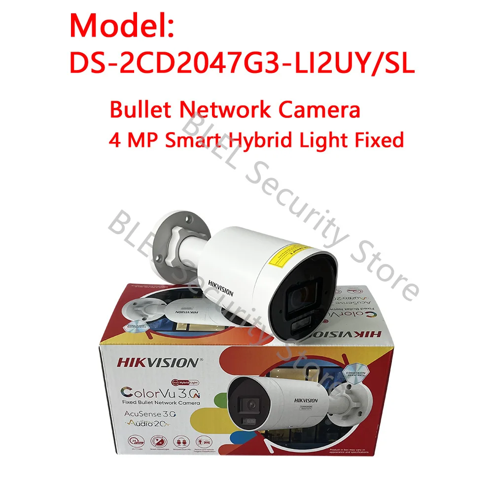 Hikvision DS-2CD2047G3-LI2UY/SL Luz híbrida inteligente de 4 MP com câmera de rede mini bala fixa ColorVu 3.0 HikAI-ISP