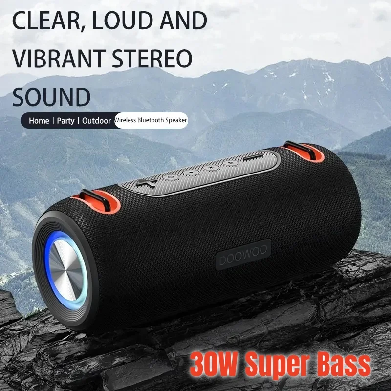 

30W Powerful Heavy Bass Portable Sound Column Outdoor Camping Waterproof Subwoofer BT5.2 Caixa De Som Bluetooth Speakers TWS/TF