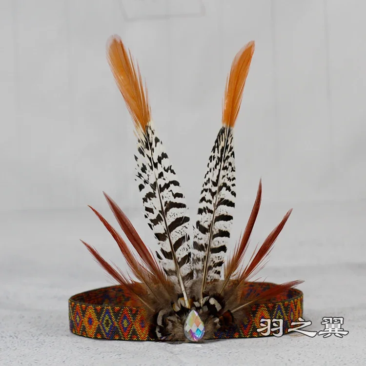 Feather Headdress Crown Headband Headwear Stage Props Carnival Halloween Party Accessories