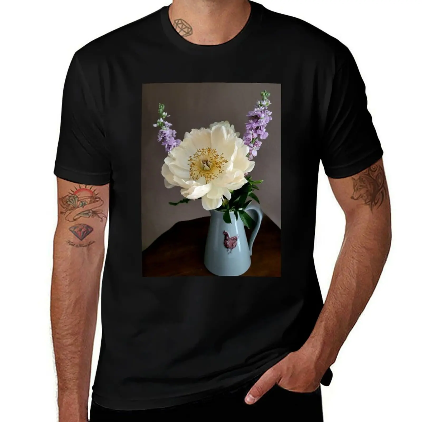 

Peony and stocks T-Shirt Short sleeve tee custom t shirt korean fashion anime mens graphic t-shirts funny