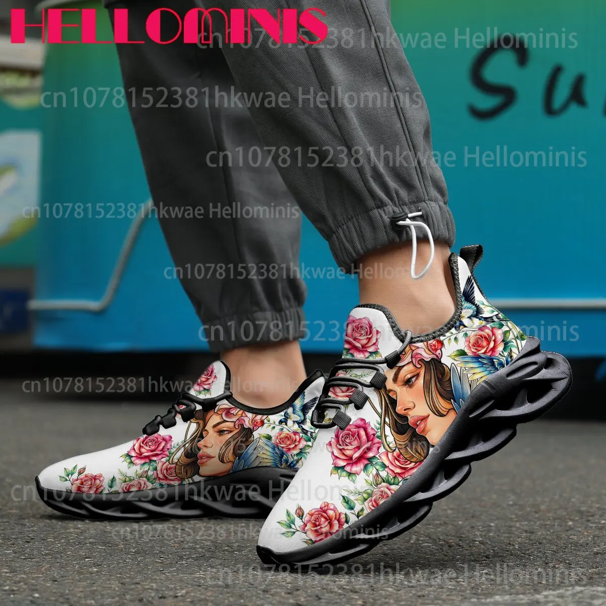 Vintage Art Flower Rose Bird Print Lightweight Sneakers Men Women Adult Daily Comfort Breathable Non-slip Casual Walking Shoes view 6