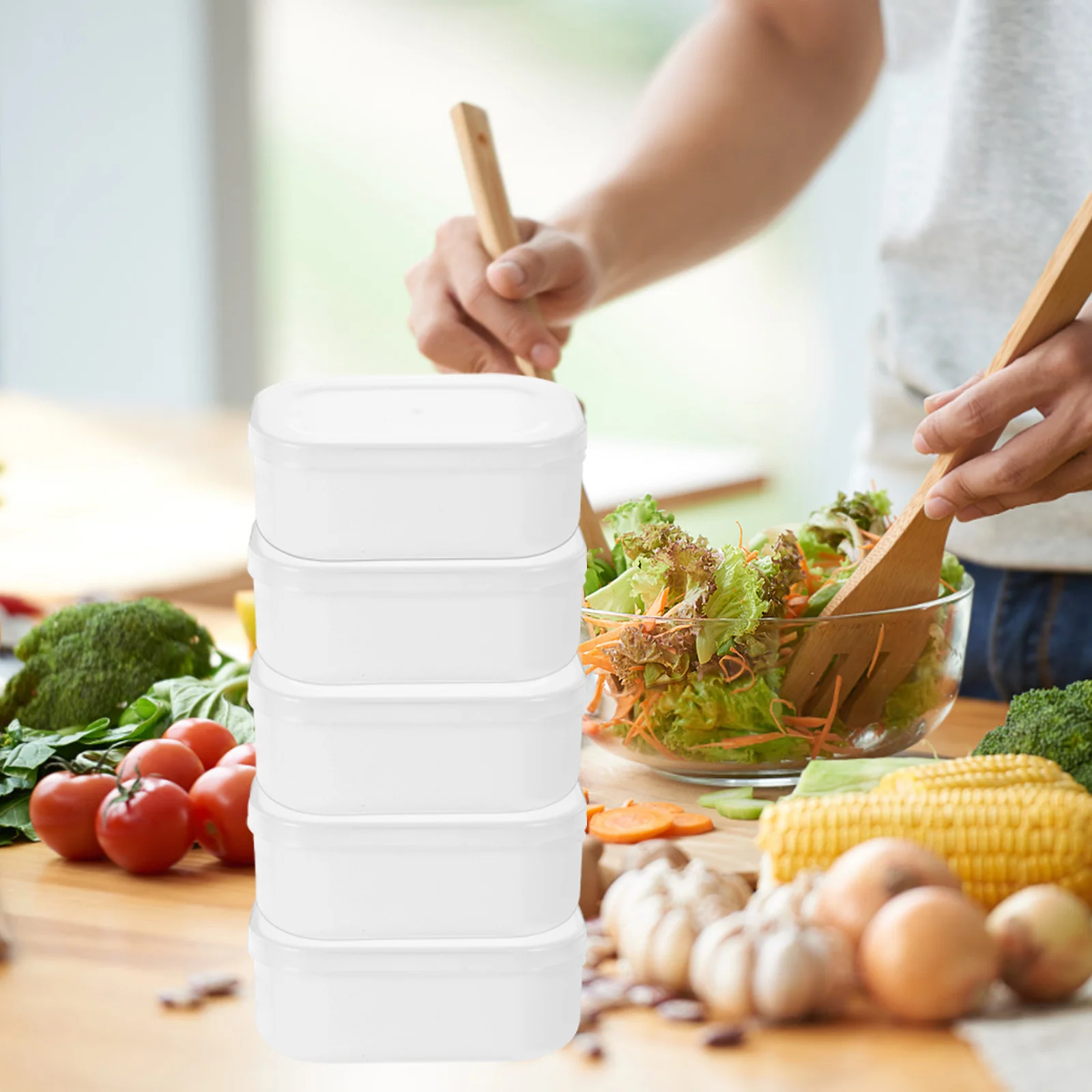 

5Pcs Stackable Rice Grain Storage Boxes Freezer Safe Portioned Meal Prep Containers Healthy Food Storage Lunch Box for