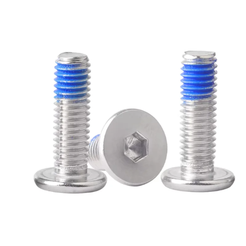 50 Pieces M5 M6 M8 Stainless Steel Thin Head Flat Head CM Hex Socket Anti-Fall Screw Adhesive and Anti-Loosening Coated Screw