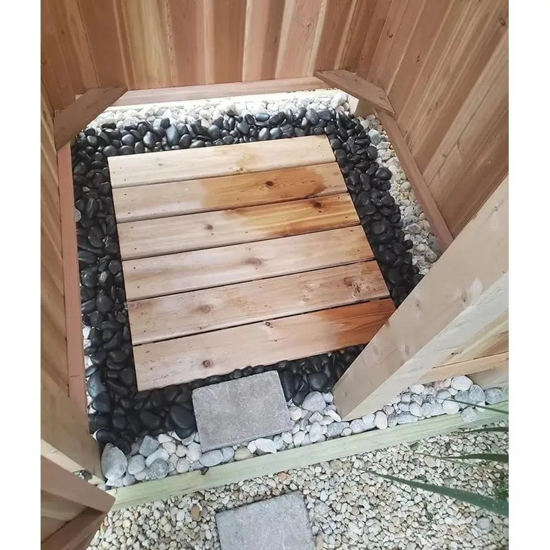 Modern Rectangle Framed Hinged Shower Room Kit for Outdoor Hotel Pool Dressing Area Fir Wood Design