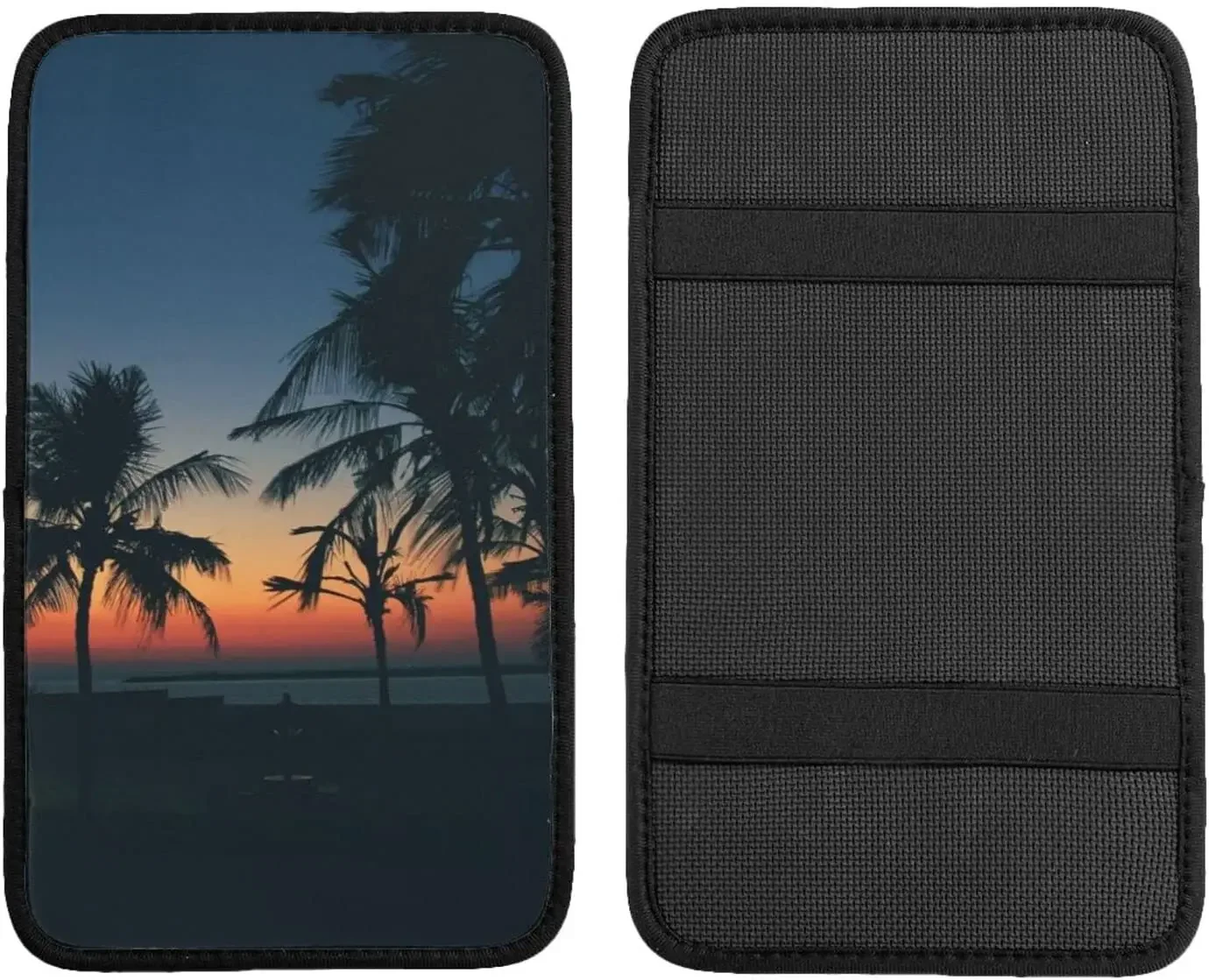 Beach Palm Trees Car Center Console Armrest Cover Pad, Seat Armrest Box Protector Universal Car Trim, Suitable for Most