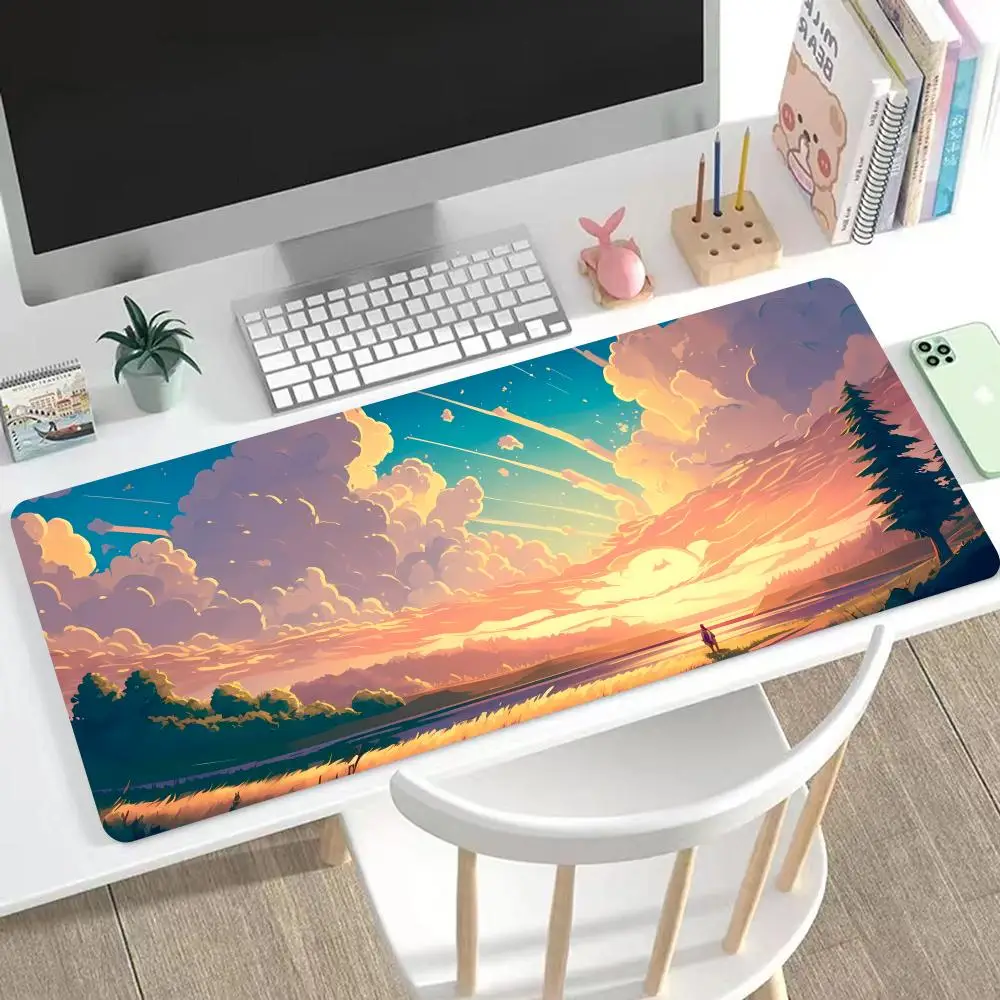 

Yellow Clouds Mouse Pad Large Mouse Pad & Computer Game Mouse Mat (35.4x15.7IN/31.5X15.7IN Map) (90 x40/80x40cm Map)