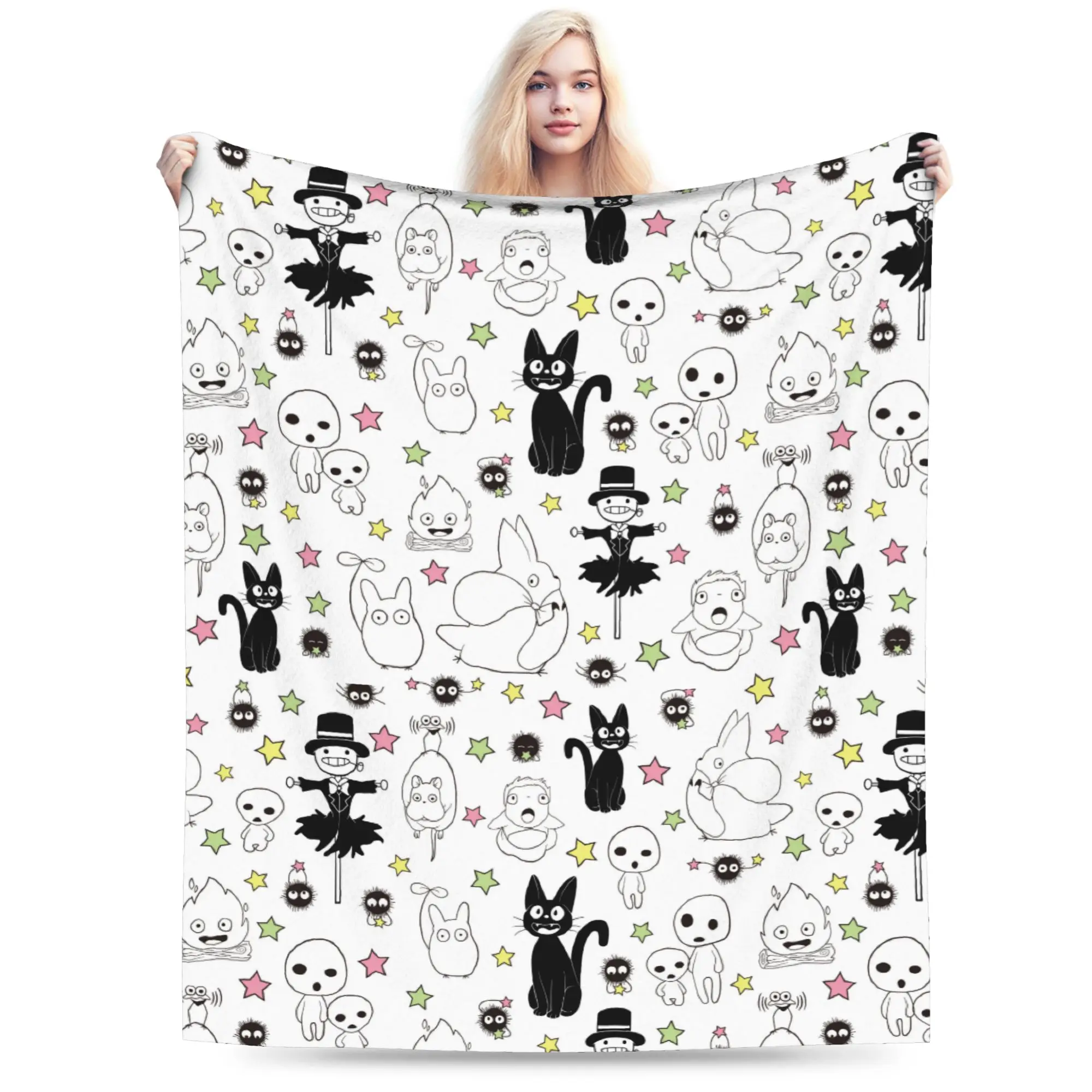 Susuwatari Soot Sprites M-Mononoked Blanket Flannel Autumn/Winter Aways Princessed  Super Soft Throw Blanket for Bed Couch Quilt