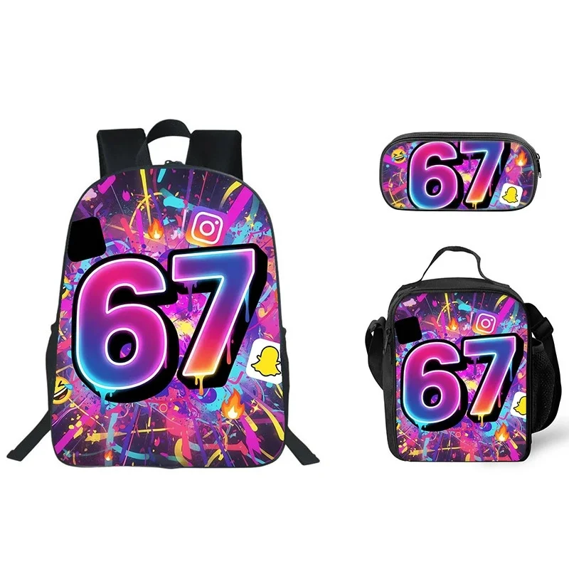 

40cm Steal A Brainrot Backpack Lunch Bag Pencil Case 3pc School Set For Children Playful Cute Cartoon Campus Bag For Kids