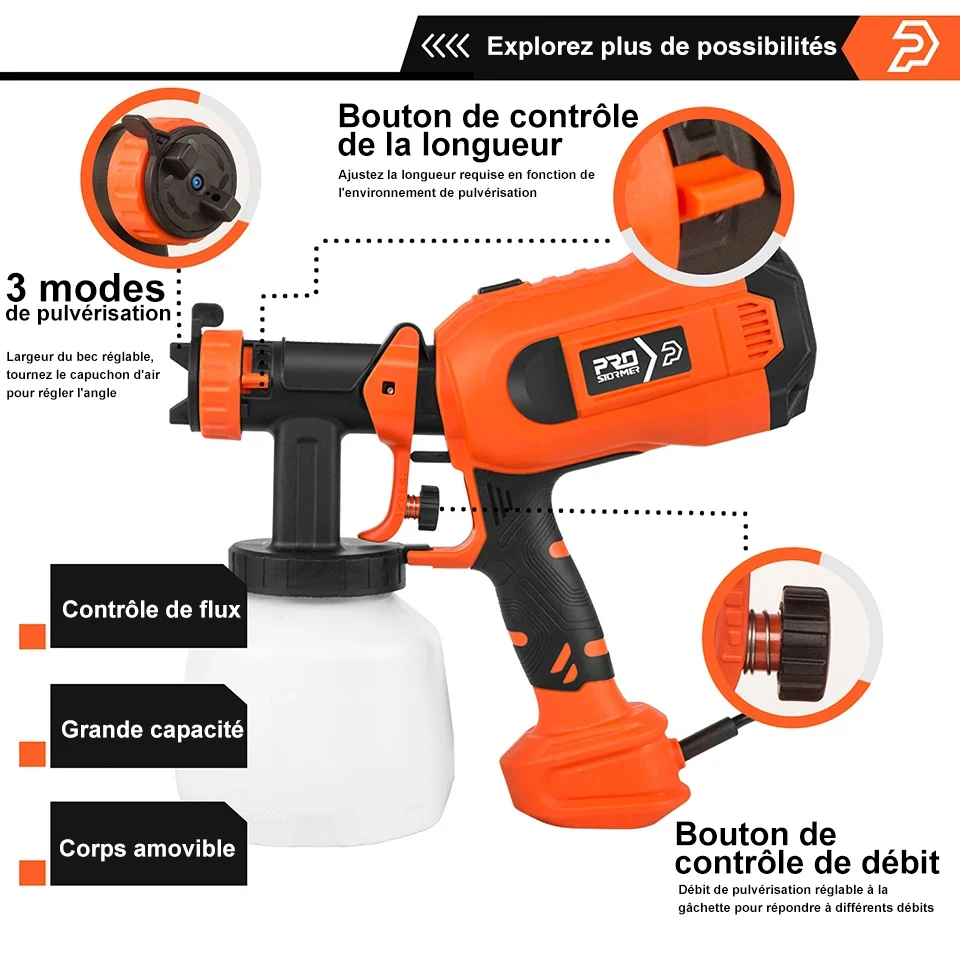 750W Electric Spray Gun 1200ML Paint Sprayer 4 Nozzle Sizes Flow Control Airbrush Easy Spraying Household Tools by PROSTORMER
