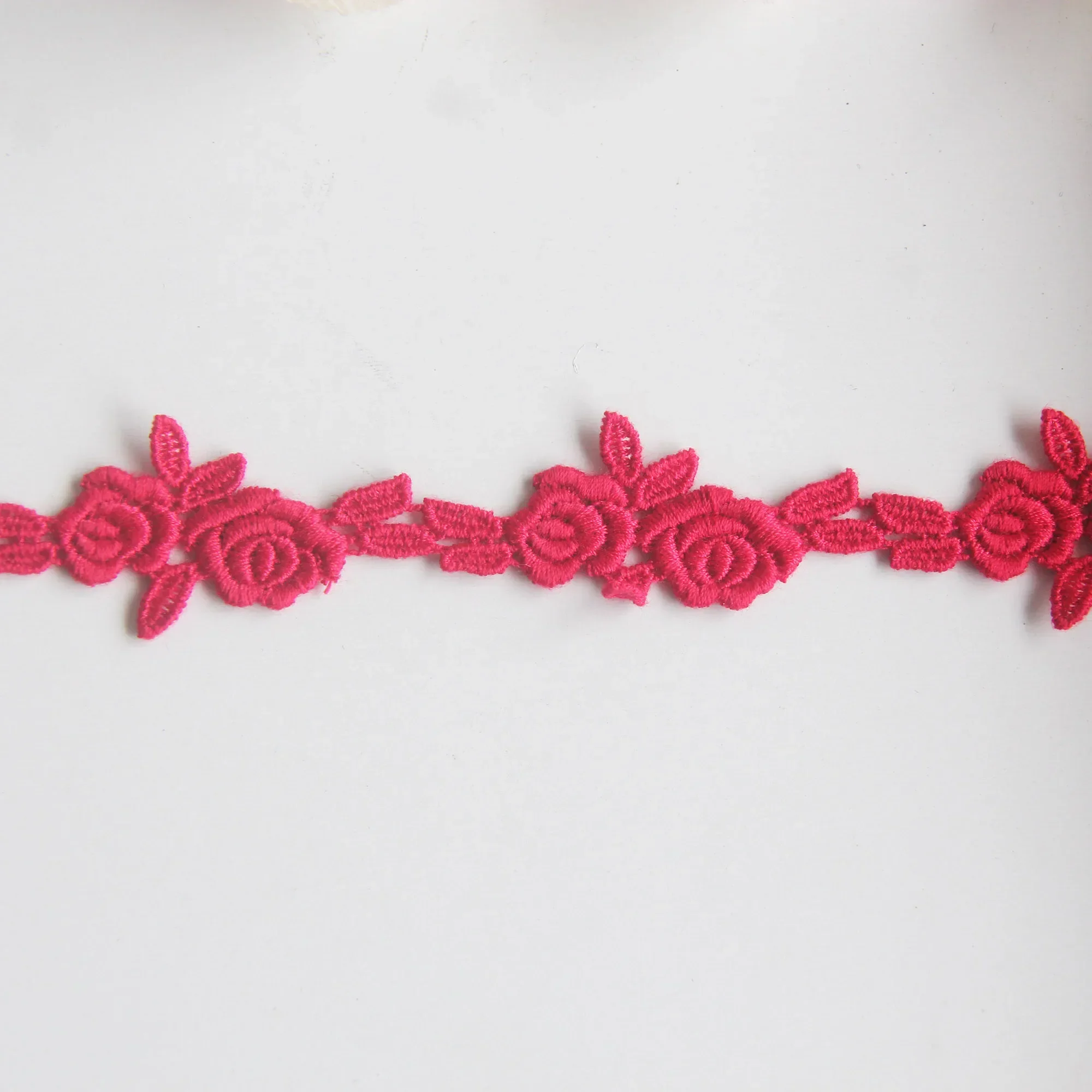 5 Yard Manual DIY Accessories Polyester Embroidery Lace Water Soluble Flower Rose 1.5cm wide