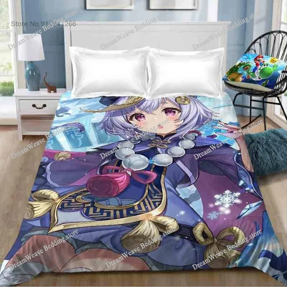 

Bed Sheet Game Genshin Impact Cartoon Flat Sheet Sexy Girls for Kids Gifts Bedroom Decor Home Bedclothes Bedlinen Bedding
