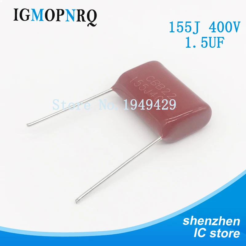 

10PCS/Lot 400V 155J 1.5UF Pitch 20MM 400V 155 1500nf CBB Polypropylene film capacitor