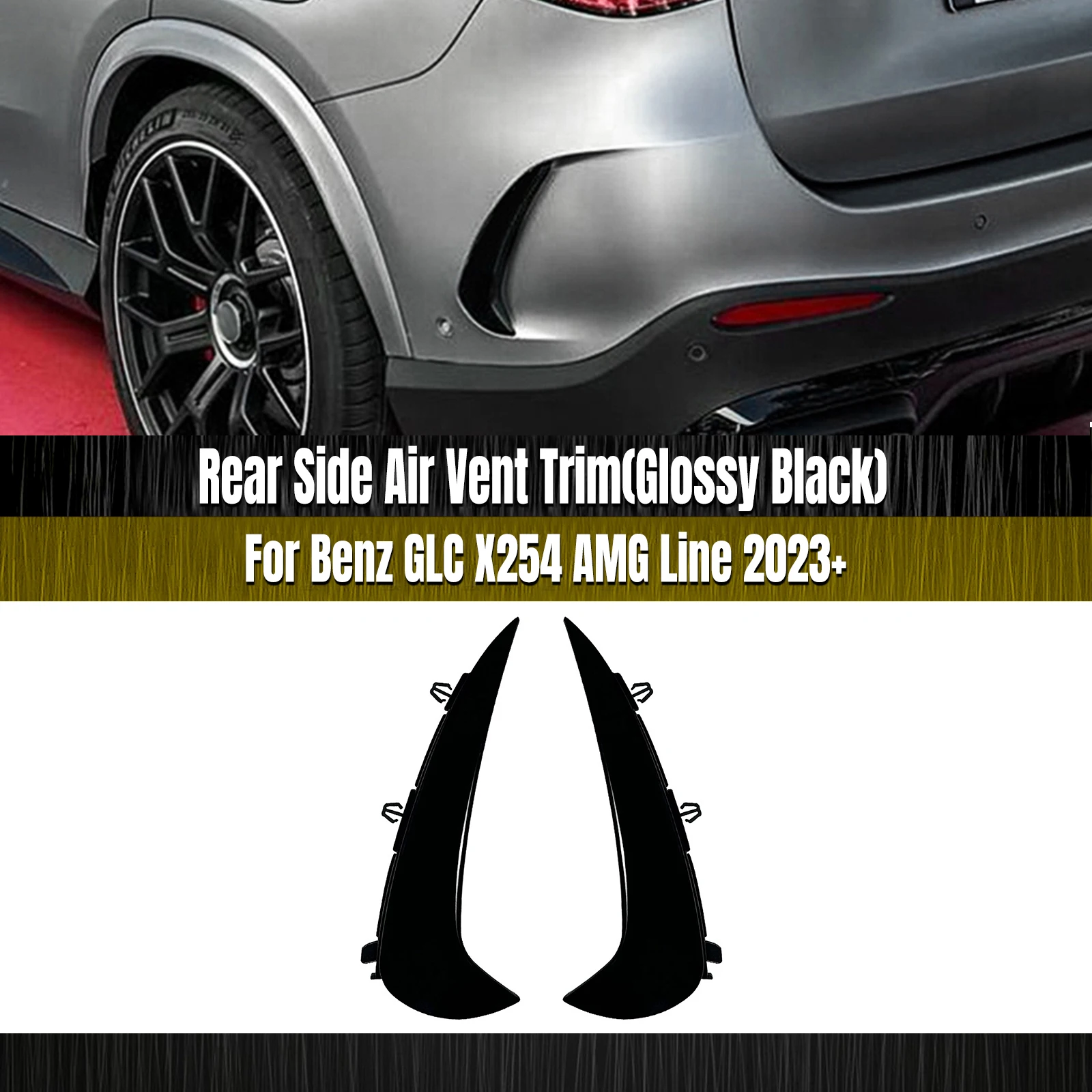 2PCS Car Rear Bumper Canard Side Spoiler Guard For Mercedes Benz GLC Class X254 AMG Line GLC260 GLC300 2023+