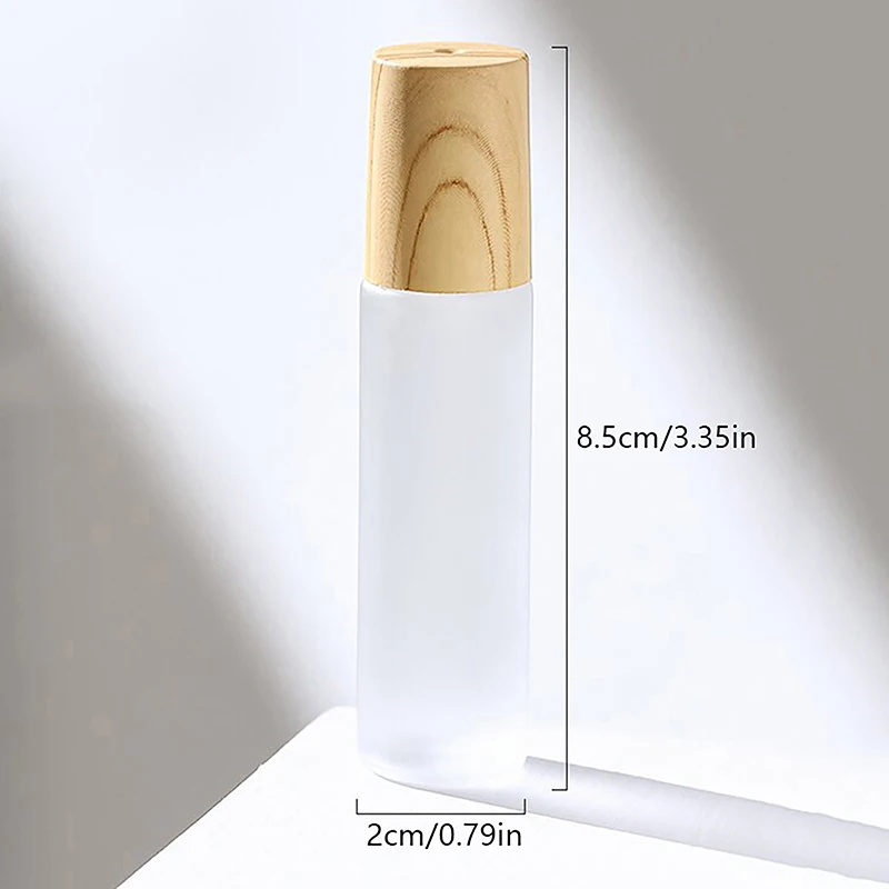 1/2/3/5/10Ml Cosmetische Container Rol Op Glazen Flessen Voor Etherische Olie Lege Parfumfles Hervulbare Container Met Houten Deksel