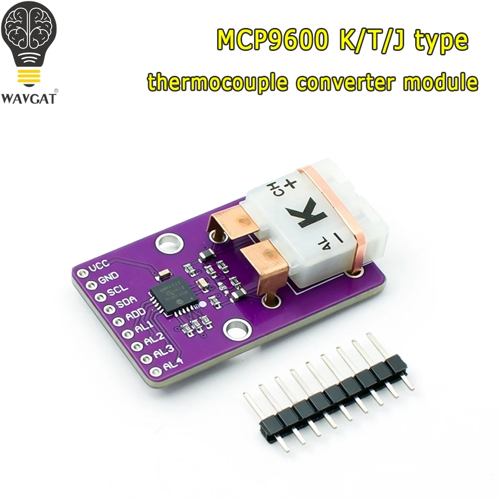 WAVGAT MCP9600 K-Type Thermocouple Converter Module  I2C Interface with Cold-Junction Compensation for Temperature Monitoring