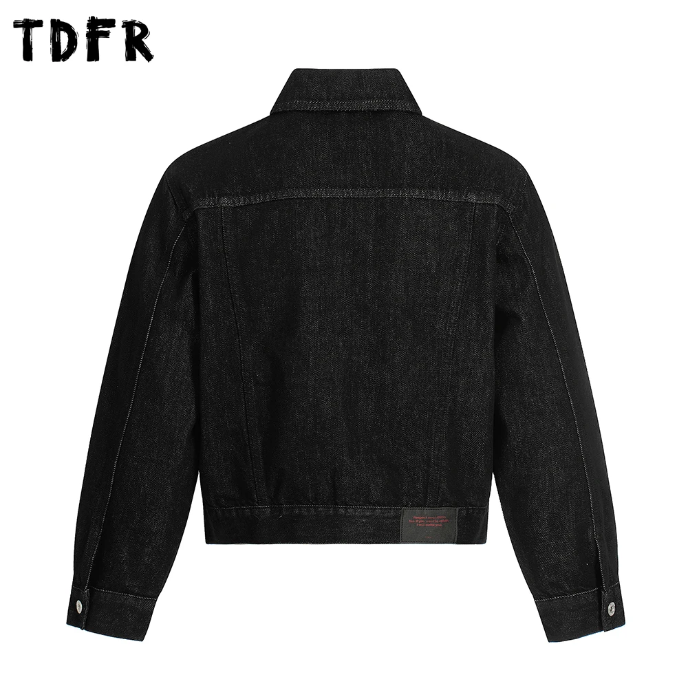 الأساسية الدنيم سترة رجالي جيب الرجعية عادية الخريف الشتاء التلبيب واحدة الصدر طويلة الأكمام الجينز سترة رجل #2