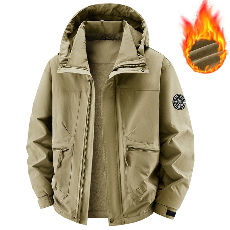 الرجال سترات سميكة الدافئة معطف مقنع النساء الصوف البضائع سترة عادية مبطن التنزه التخييم سترة الخريف الشتاء زوجين الملابس #4