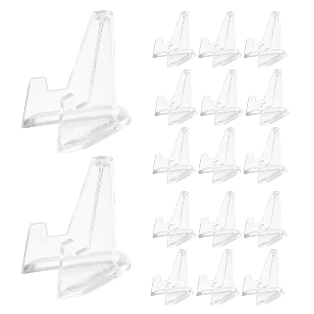 

20pcs Coin Display Stand Holder Card Storage Rack Transparent Plastic Medal Easel Desktop Organizer