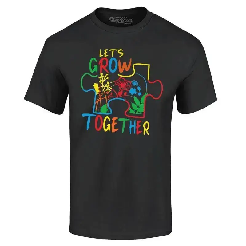 Let's Grow Together Autism Puzzle Piece Tshirt Autism Shirts