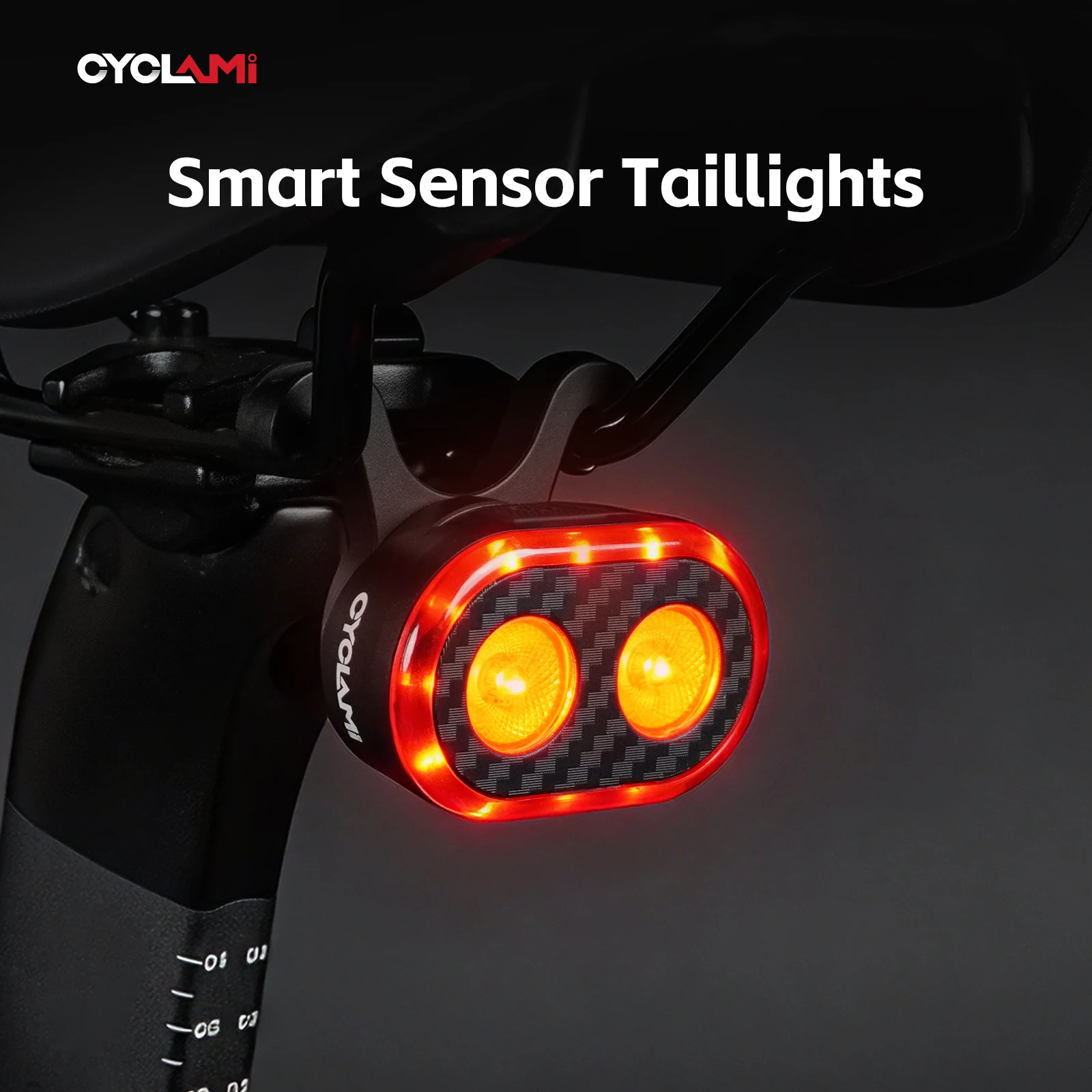 CYCLAMI CY200 Bicycle Smart Brake Sensor Tail Light Bike Rear Lamp IPX6 Waterproof LED Rechargeable Taillight Cycling Gear