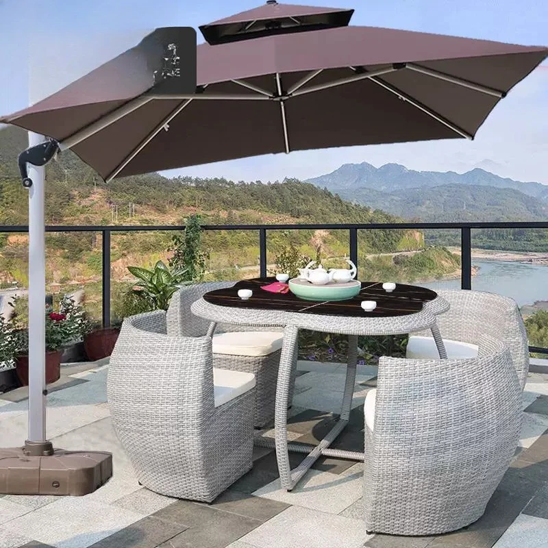Outdoor villa courtyard storage table and chair garden terrace rattan chair hotel homestay one table four chairs five-piece furn