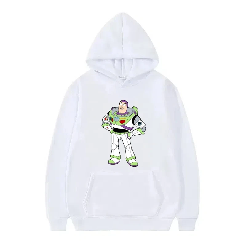 เสื้อฮู้ดดี้ลายทอยสตอรี่ของดิสนีย์ แฟชั่นผู้หญิง สไตล์สปอร์ต ทรงหลวม สีขาว เสื้อผ้าฤดูใบไม้ร่วง เสื้อพูลโอเวอร์ผู้หญิง ราคาถูก สไตล์ Y2K เสื้อฮู้ดดี้ผู้ชาย เสื้อสเวตเชิ้ต