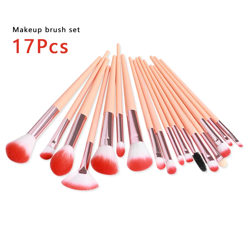 Ensemble de pinceaux de maquillage super doux, correcteur, fard à joues, poudre, fond de teint, fard à barrage, mélange, outils de beauté, 17 pièces