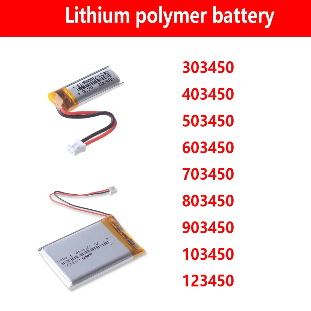 603450 3.7V 1200mAh Li-Polymer Li-ion Battery Lipo 303450 403450 503450 703450 803450 903450 103450 123450