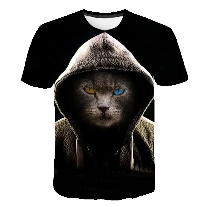 

2024 Fashion Funny Cat Graphic t shirts For Men Summer Casual Round Neck Short Sleeve Tee Animal Pattern T-shirt Male XS-6XL