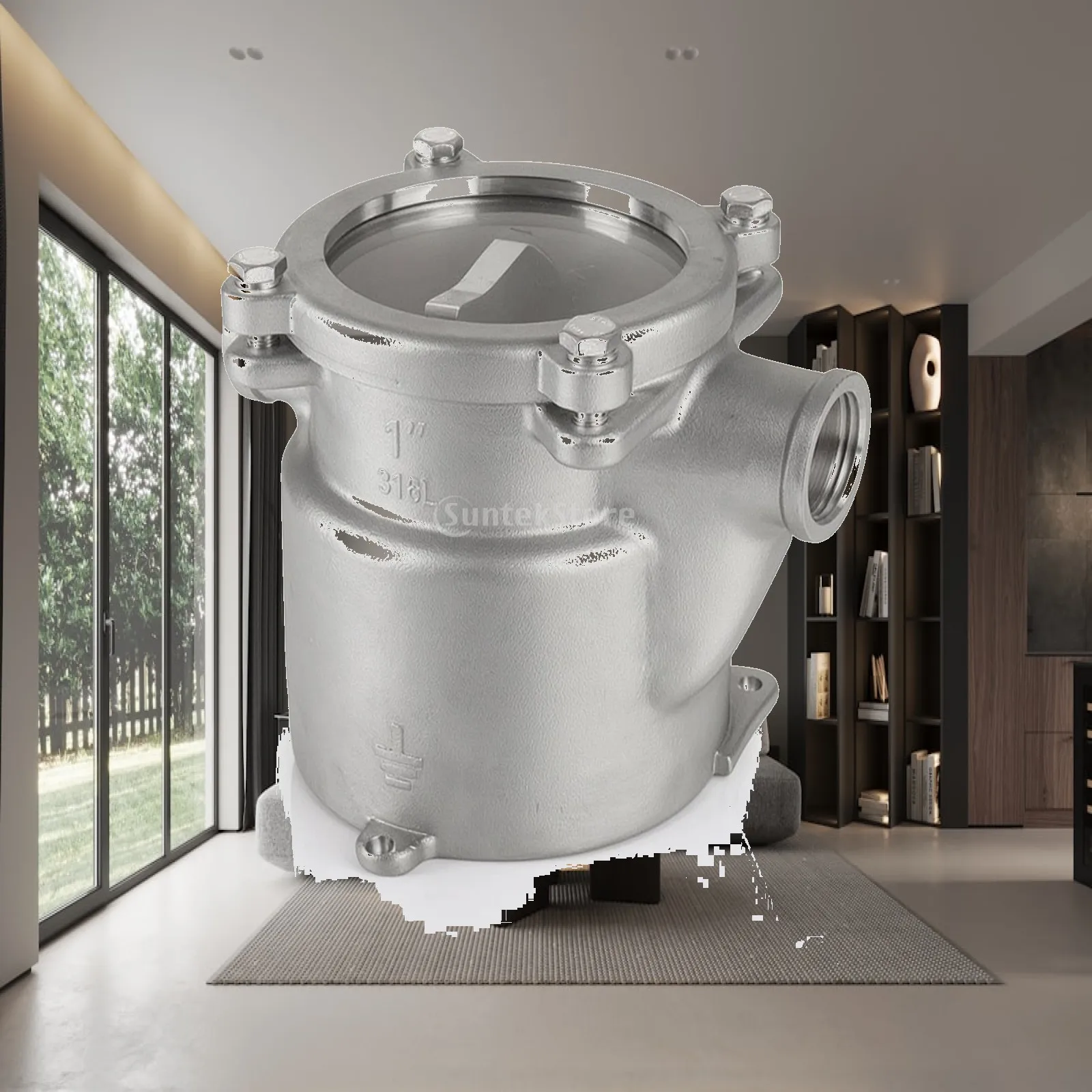 316L Stainless Steel Marine Water Strainer with Acrylic Top Lid and Mesh Basket for Yacht Engine Cooling System Filtration