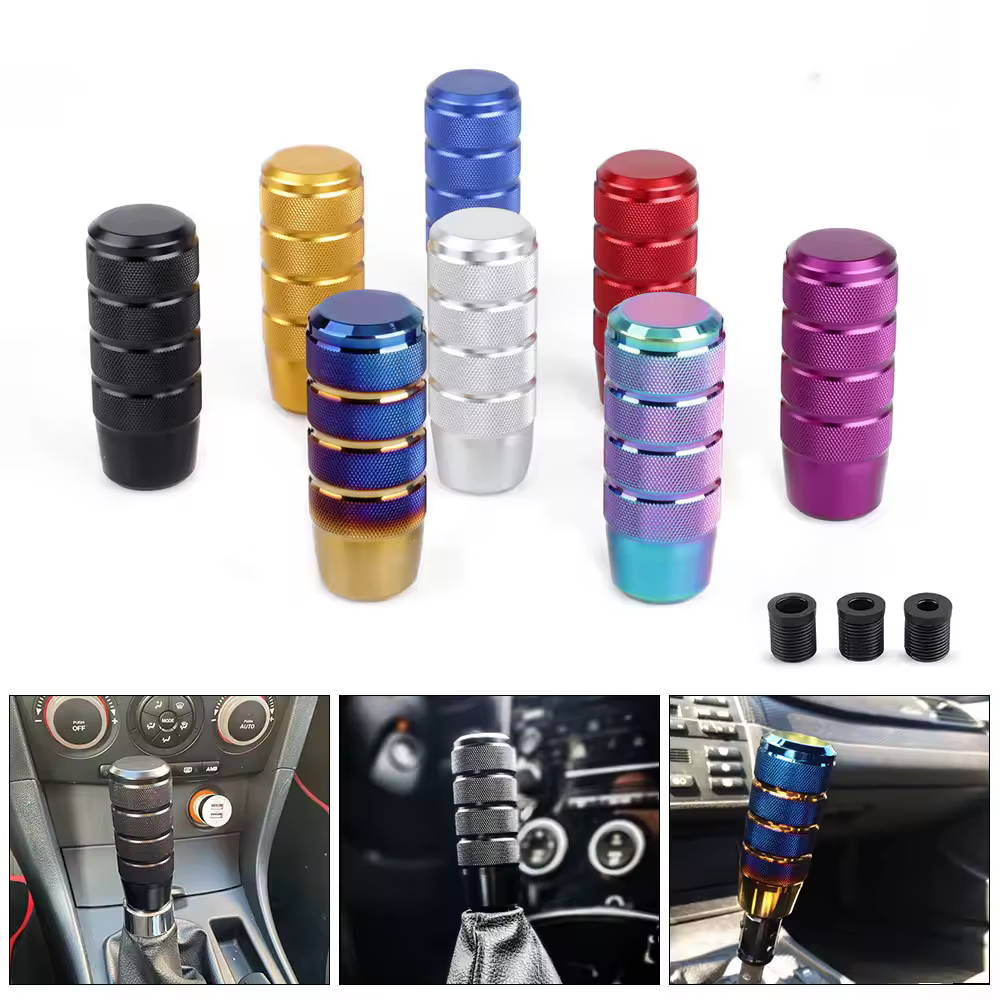 Universal 95mm Non-Slip gear lever knob M8 M10 M12 Universal Car Manual Transmission Aluminum Knurled Gear shift knob