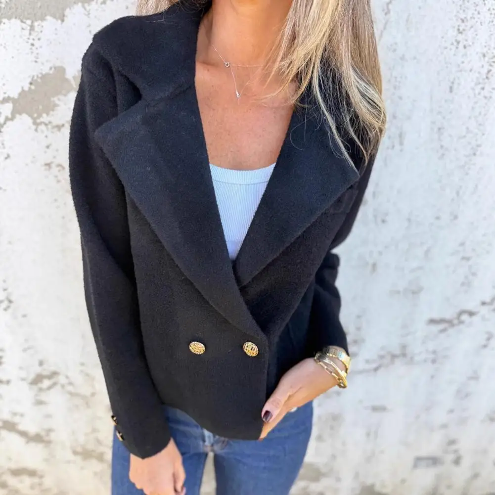 

Women Plaid Coat Stylish Women's Cropped Trench Coat with Notched Lapel Double Breasted Pea Coat Office Work Blazer for Fall