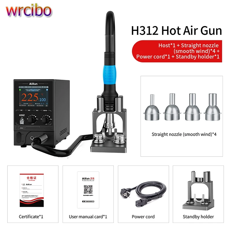 

AiXun H312 Intelligent Hot Air Gun Soldering Station BGA Rework Station 1400W Heat Gun HD Display For PCB Welding Repair Tool