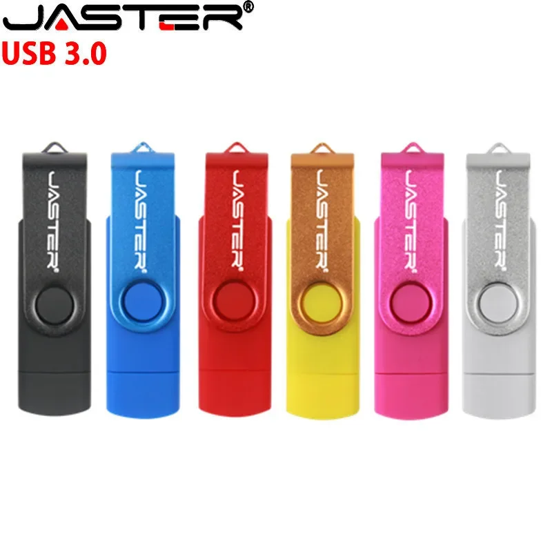 JASTER 3 in 1 3.0 OTG Flash Drive 64GB rotate Pen Drives 32G U Disk 16GB Usb 8GB Business Gifts Memory Stick Free Type-c adapter