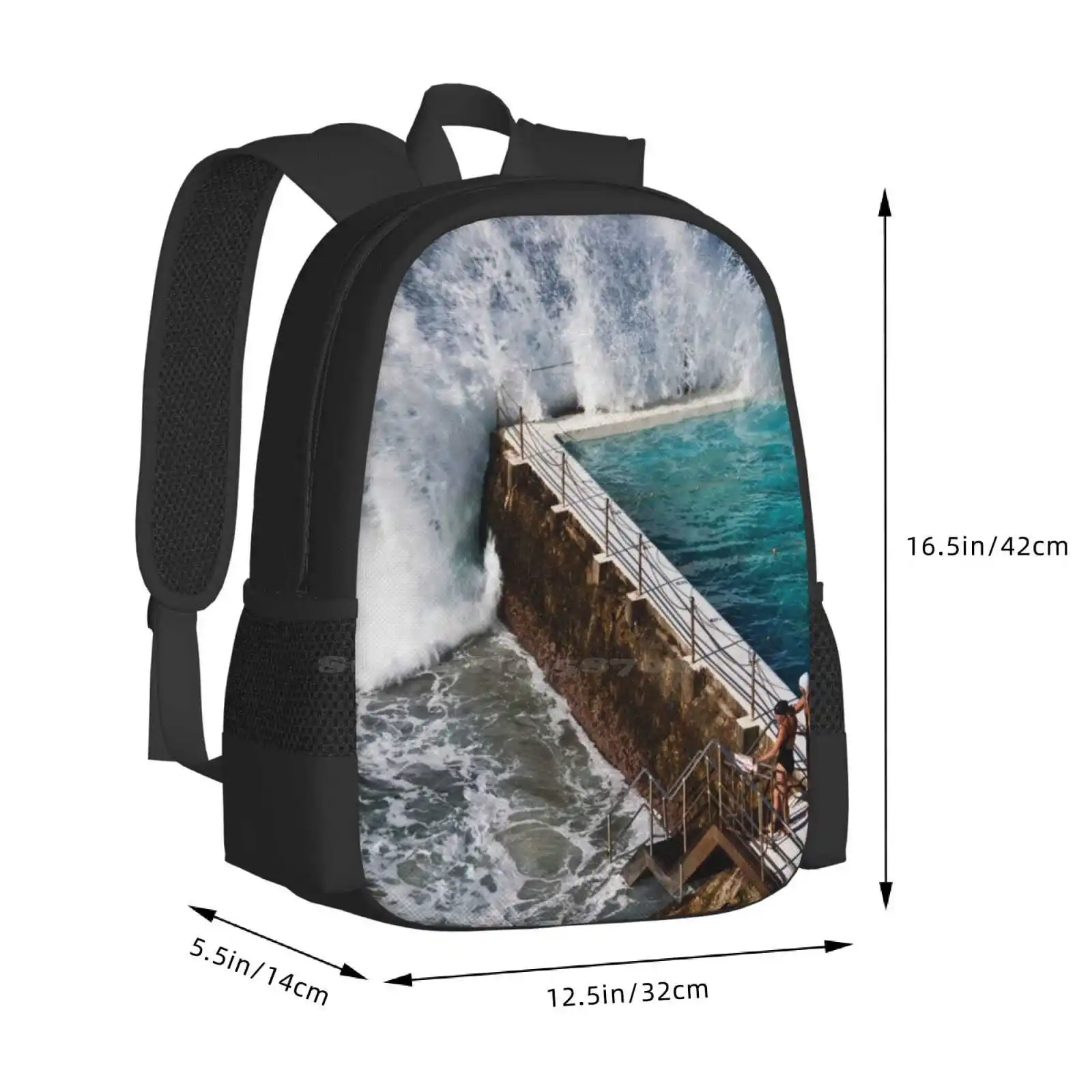 Bondi Beach Splash Hot Sale Backpack Fashion Bags Adriana Glackin Australia Blue Bondi Beach People Pool Splash Nsw Waves