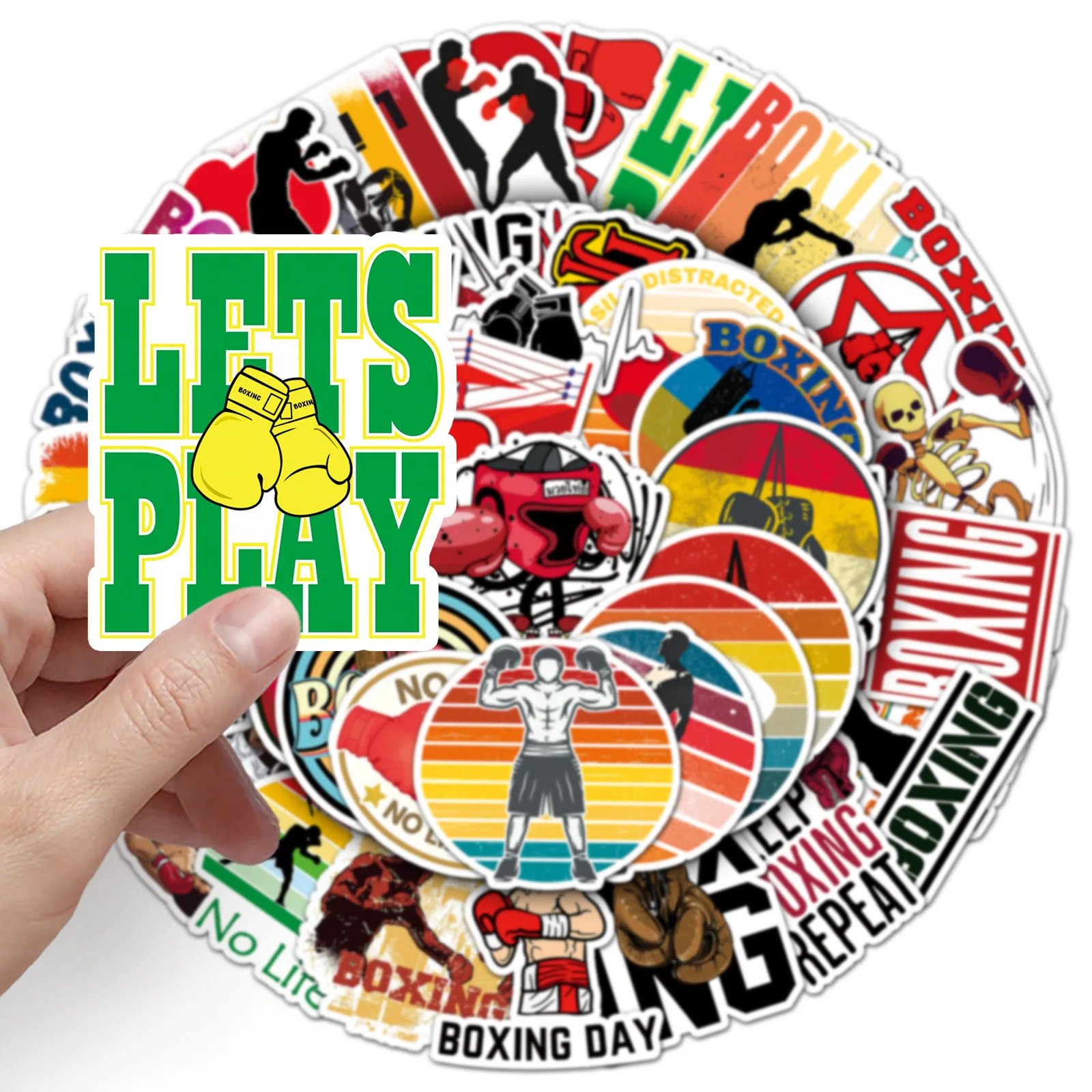 

50PCS Boxing Sports Graffiti Stickers Cartoon Decorative Water Cup Computer Mobile Phone Case iPad Waterproof Stickers Kids Toy