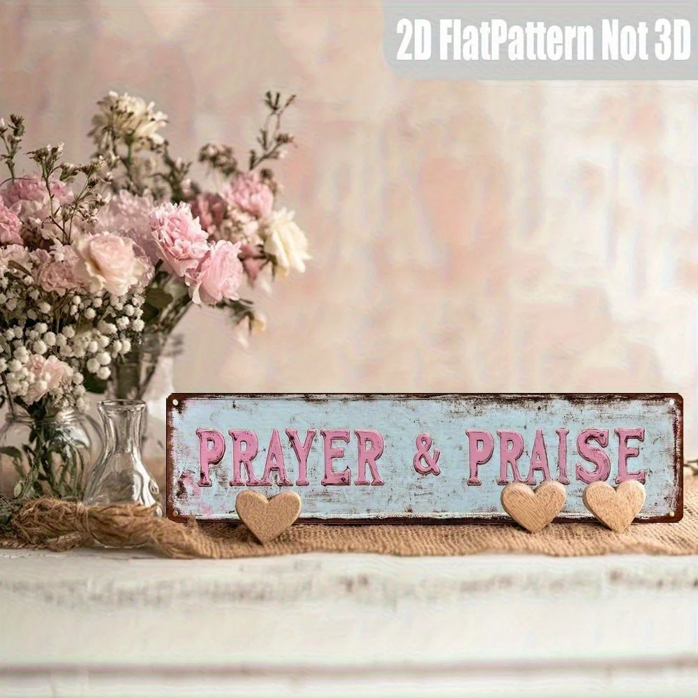 1pc 4x16inch Vintage Prayer Praise Metal Sign Suitable for Wall Decoration in Homes Churches and Prayer Rooms Vintage Style