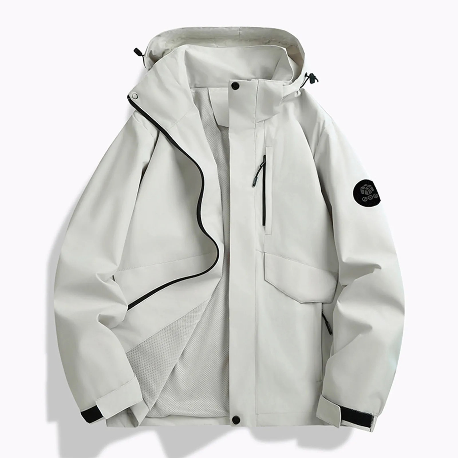 Women's Lightweight Hiking Jackets Solid Color Long Sleeved Loose Hoodie Outdoor Windproof And Waterproof Rain Jacket Coat view 2