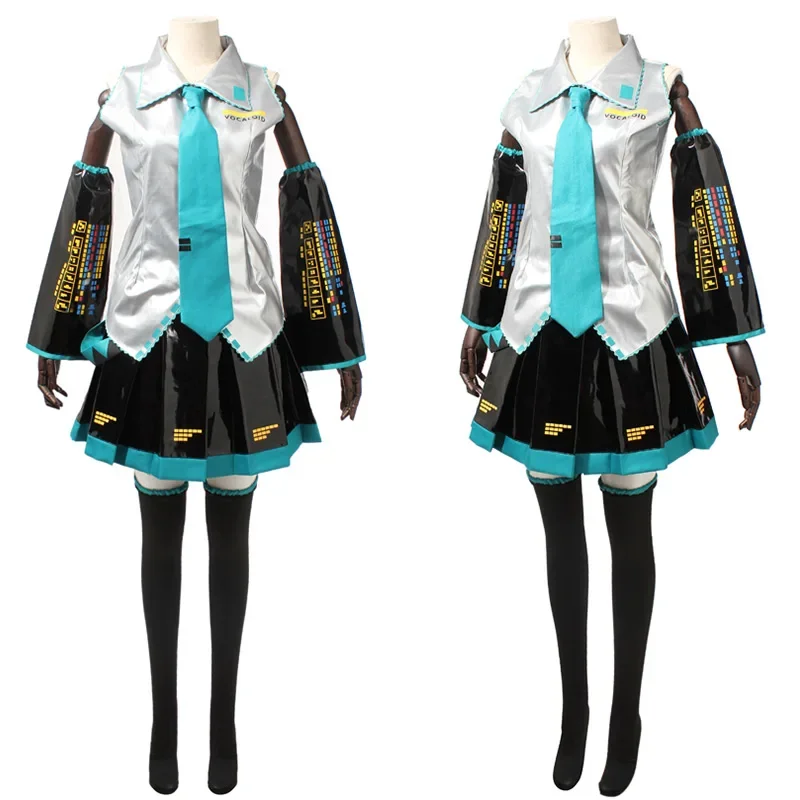 Super Alloy Miku anime cosplay costumes dress GIRL'S cloth any size PU leather