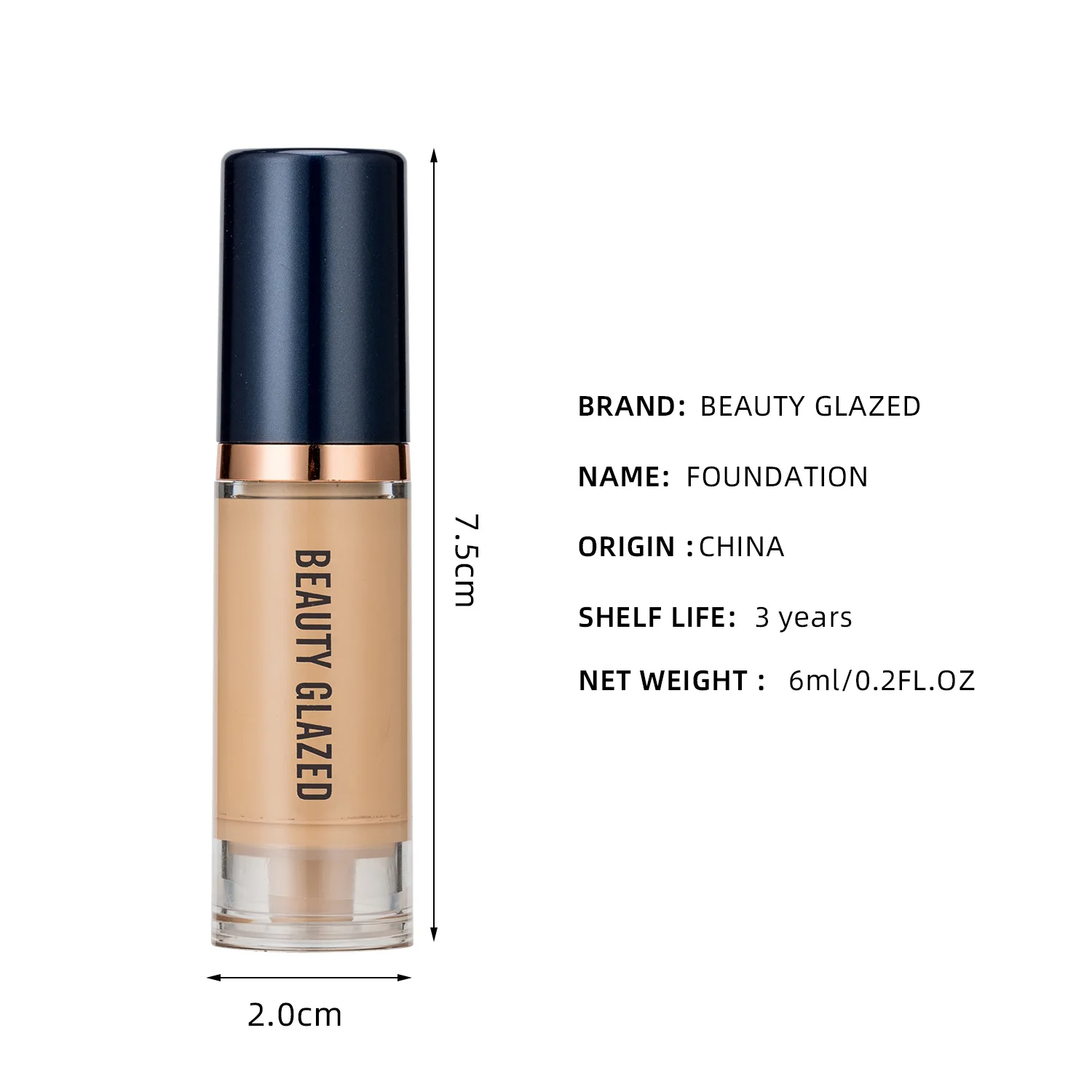 6ml Waterproof Matte Liquid Foundation Cream Smooth Long Wear Oil-Control Face Foundation Full Coverage Concealer Contour Makeup