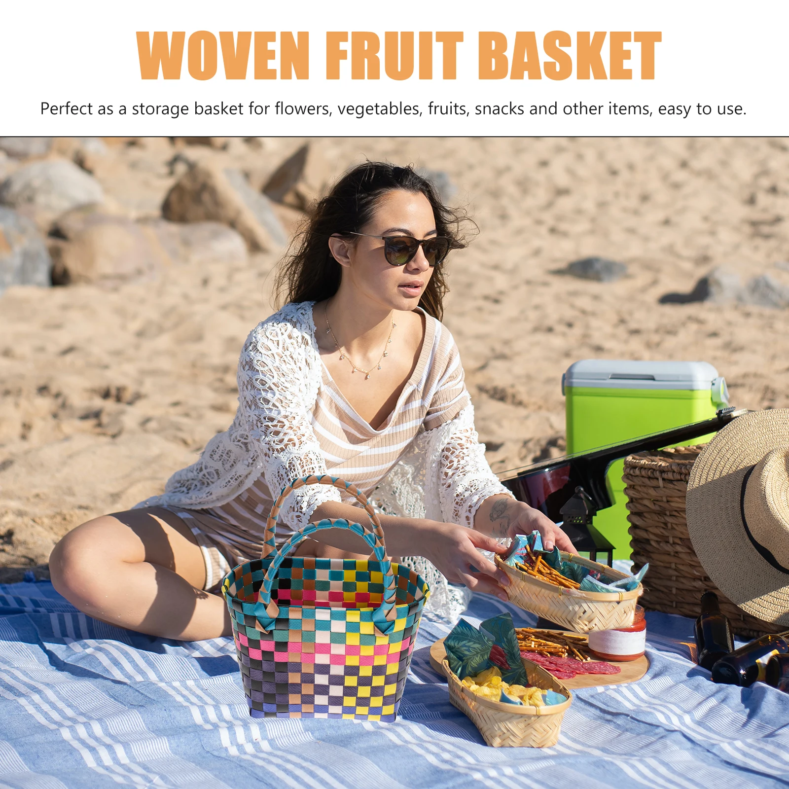 

Collapsible Laundry Baskets Beach Bag Small Picnic Costume Tote Bags Woven Basket Storage Rustic Fruit Basket Shopping Bag