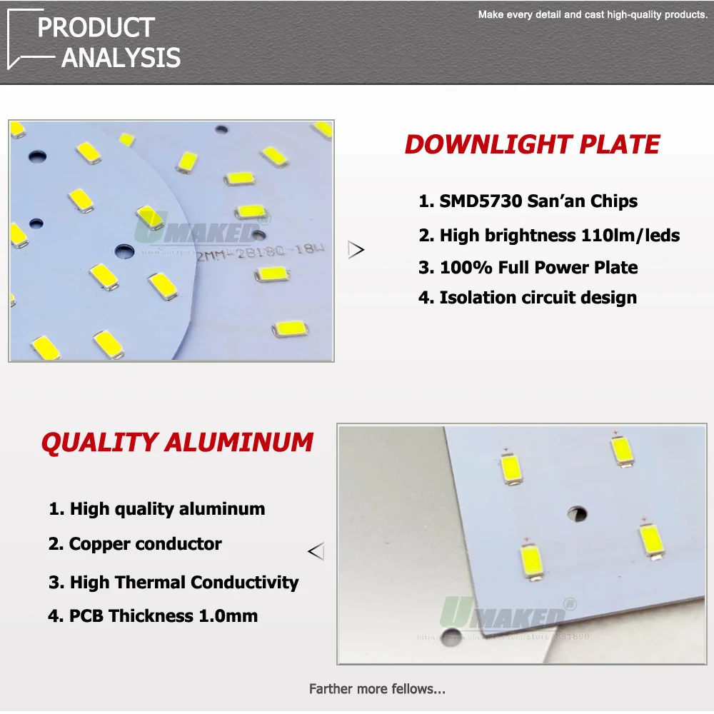 Fonte de luz quadrada do dissipador de calor smd5730 110lm/w para lâmpadas do painel 1 pces conduziu o pwb 6w 12w 18w conduziu a iluminação da placa de alumínio downlight