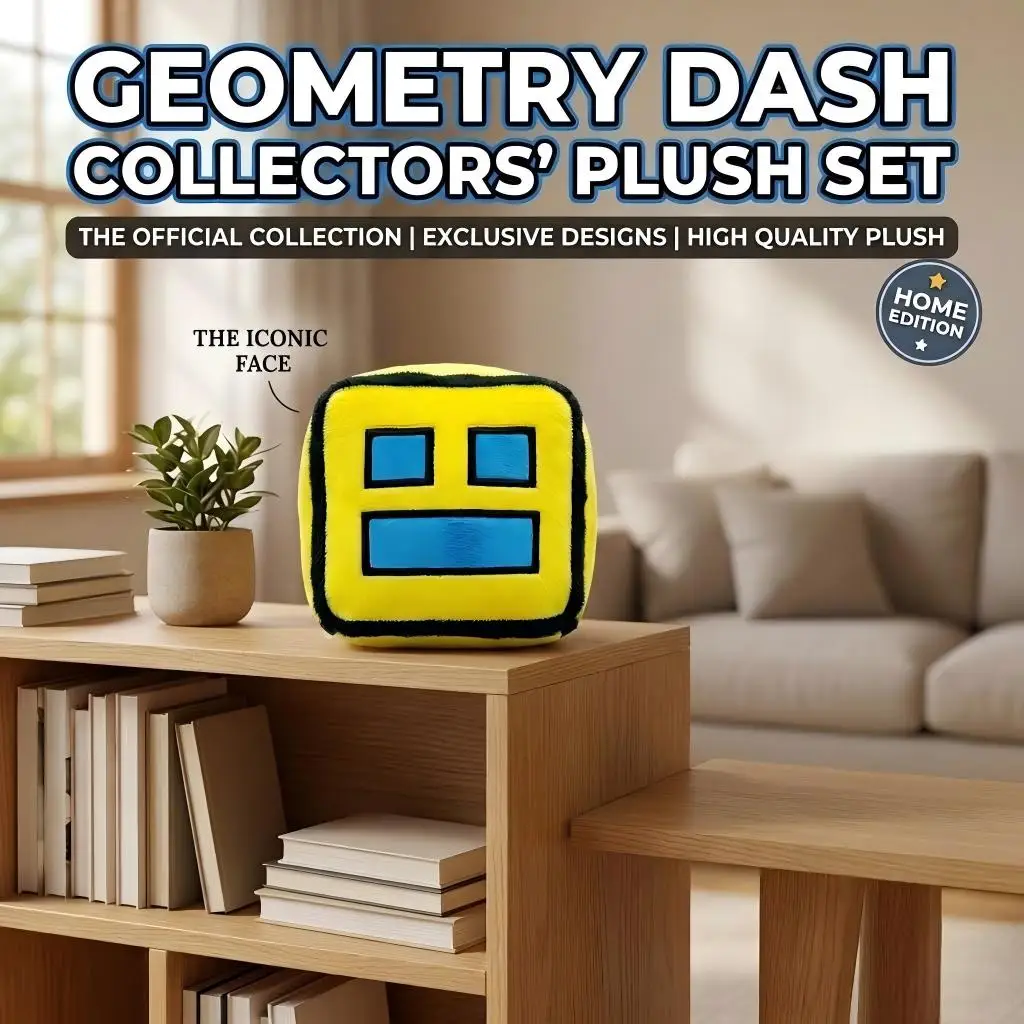 2026 Geometry Dash Würfel Plüschtiere Kleines Kissen Gefüllte Plüschpuppe Wohndekoration Kindergeburtstagsgeschenk für Kinder und Gaming-Fans – Detail 1
