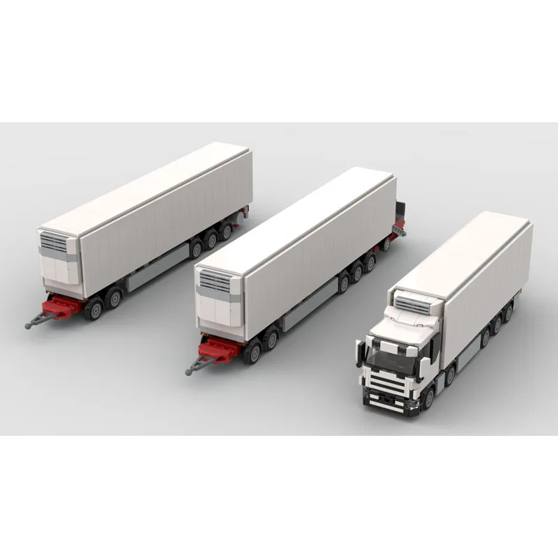 

MOC-193350 грузовой жесткий шасси, холодильный грузовик и полный прицеп, строительные блоки, модель 1408, детали для мальчиков, детские игрушки на день рождения, подарки