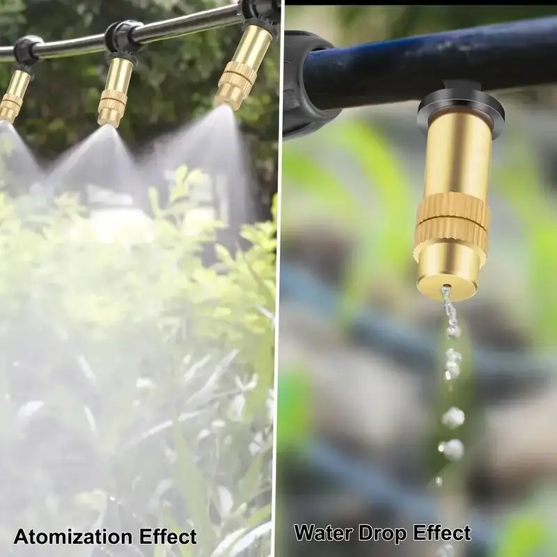 Adjustable Copper Misting Nozzle  For 4/7mm Plastic Tee Connector Brass Watering Irrigation Sprinkler Cooling Nozzle