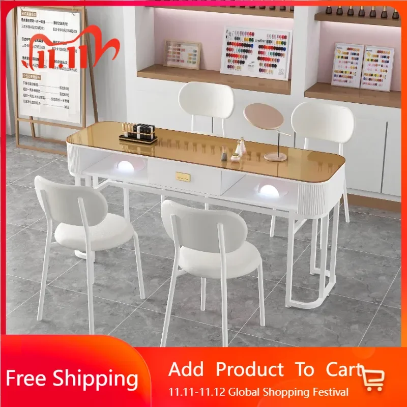 レプリカガラスネイルデスクアクセサリー美的白ネイルデスクマニキュアステーションテーブル美的タヴォロマニキュアホーム家具