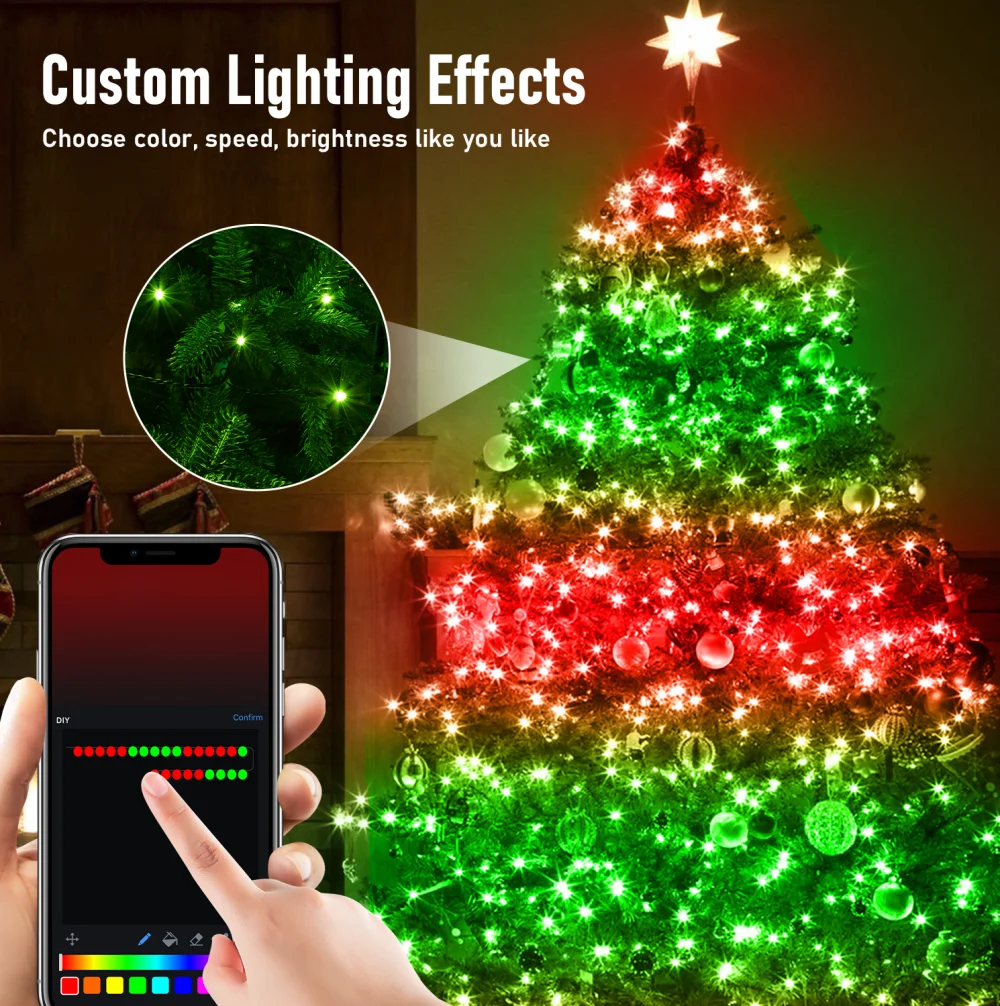 200LED 20M Christmas String Light Festoon Garland Tree Fairy Lights USB Waterproof Xmas Wedding Outdoor Decor 2024