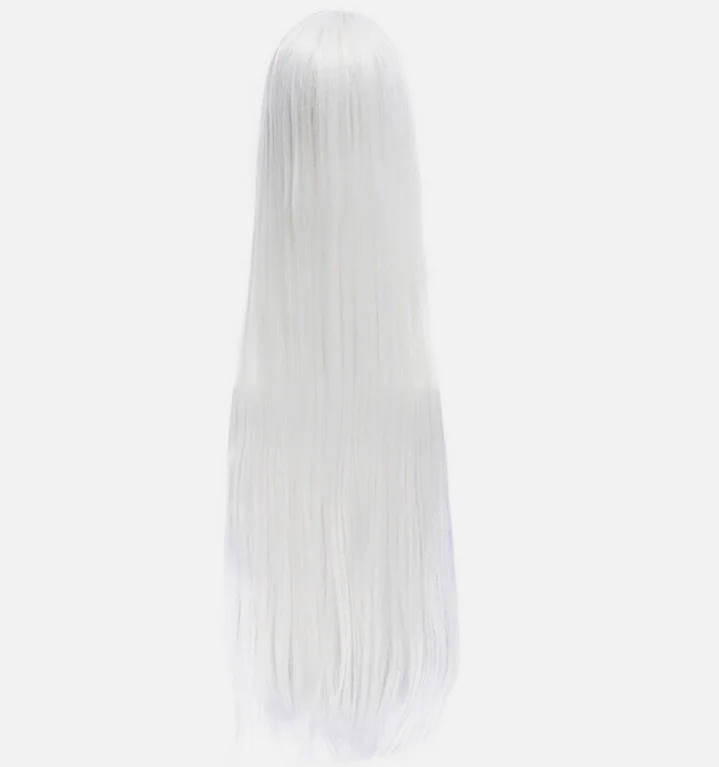 Pelucas de pelo de cosplay blancas largas y rectas de 100 cm de anime japonés