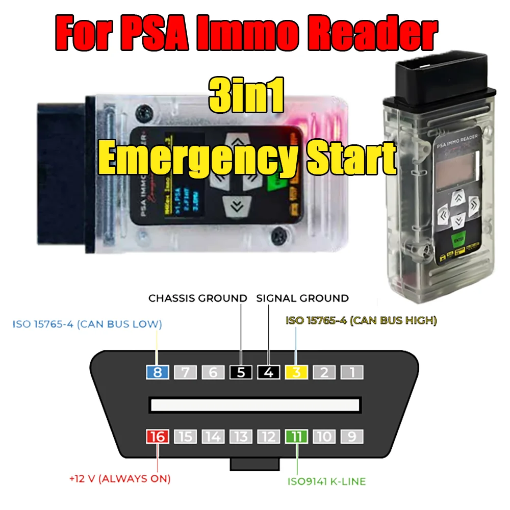 

Emergency Start 3in1 For PSA Immo Reader For PSA/FIAT/BMW Diagnostic Programming Tools Reading PIN Codes Force Ignition Tool